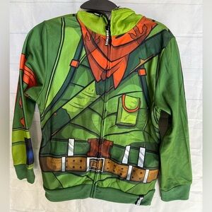 Fortnite Hoodie Boys M Green Dino Rex Costume Full Zip Cosplay Gamer Sweatshirt